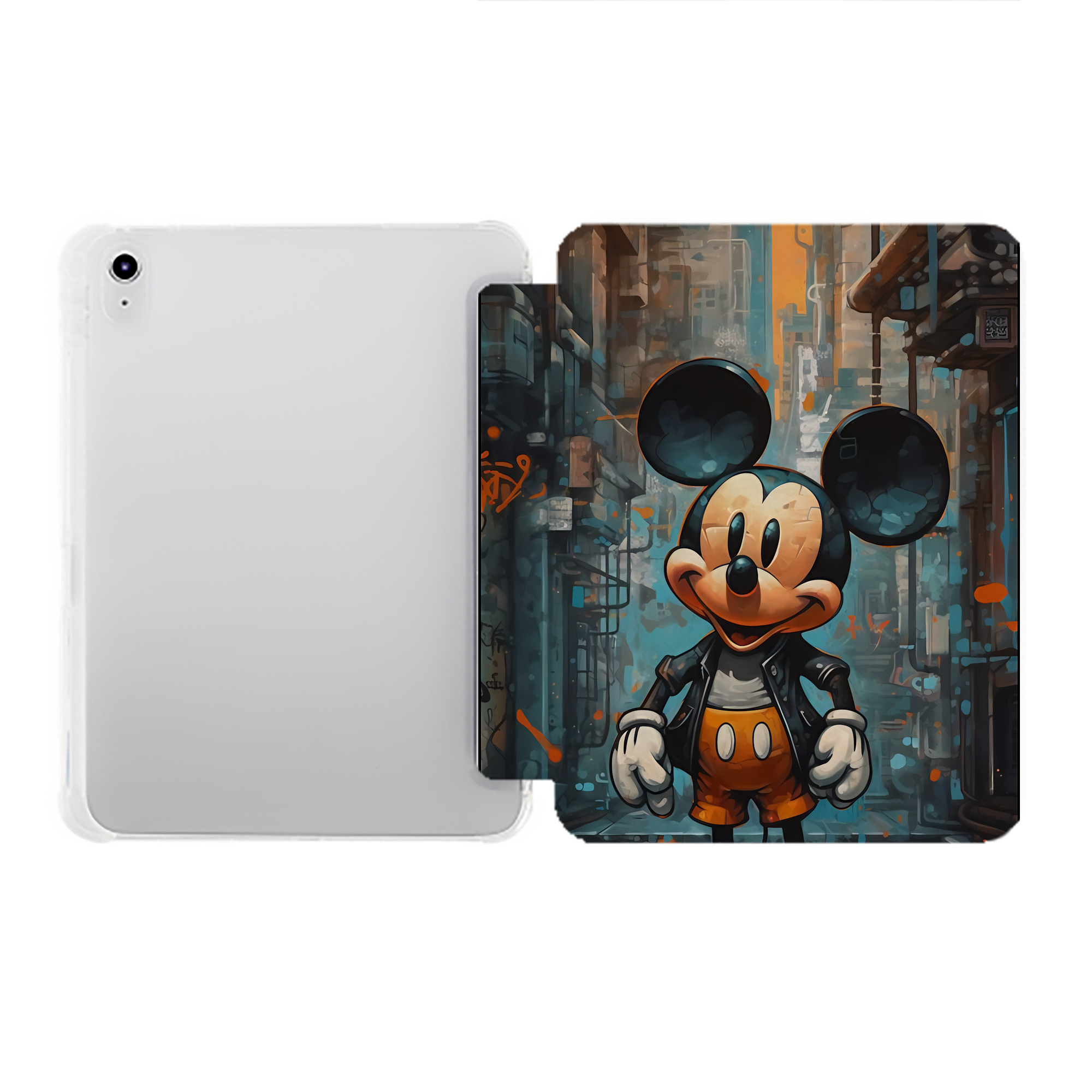 （画像用） ミッキーマウス Mickey Mouse IPad ケース ペン収納付き 三つ折りスタンド PUレザー×シリコン 対応機種9.5/10.5/10.9インチ